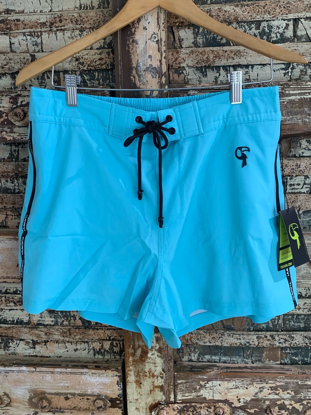 NWT Tucann Men’s Fluro Aqua Swim Shorts Compression Liner Board Shorts, L